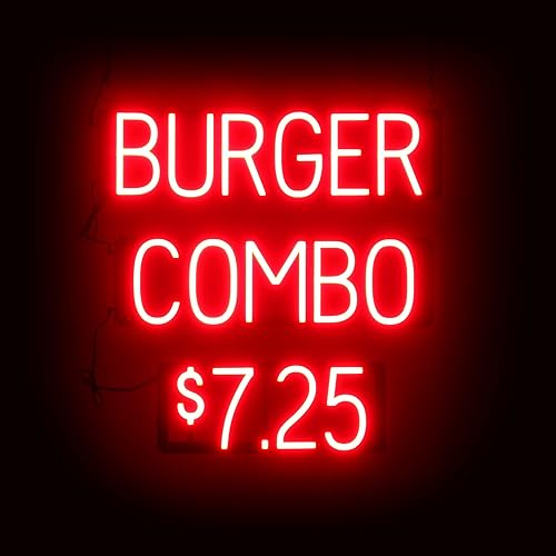 Miniatura 43 de SpellBrite HOT DOGS Letrero para restaurantes Letreros relacionados con el comedor con aspecto de neón, luz LED roja 30.8 x 6.3 pulgadas Azul