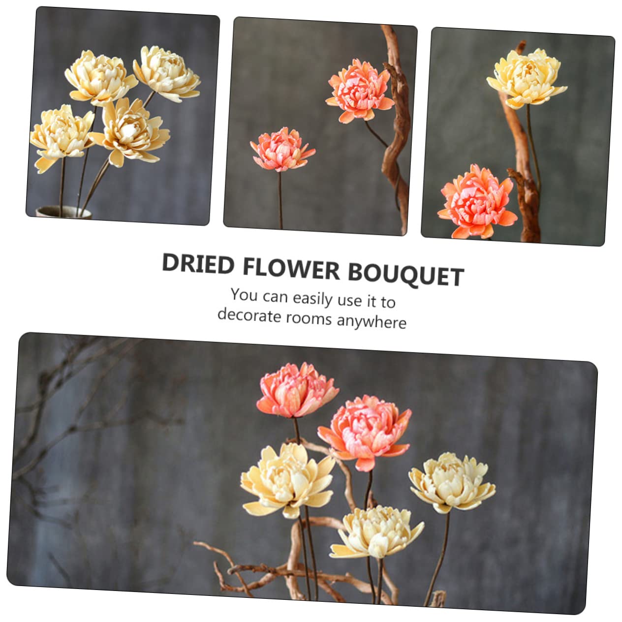 Cabilock Lot de 2 Mini Bouquets de Fleurs Artificielles Séchées Naturelles Décoration pour La Maison Un Mariage