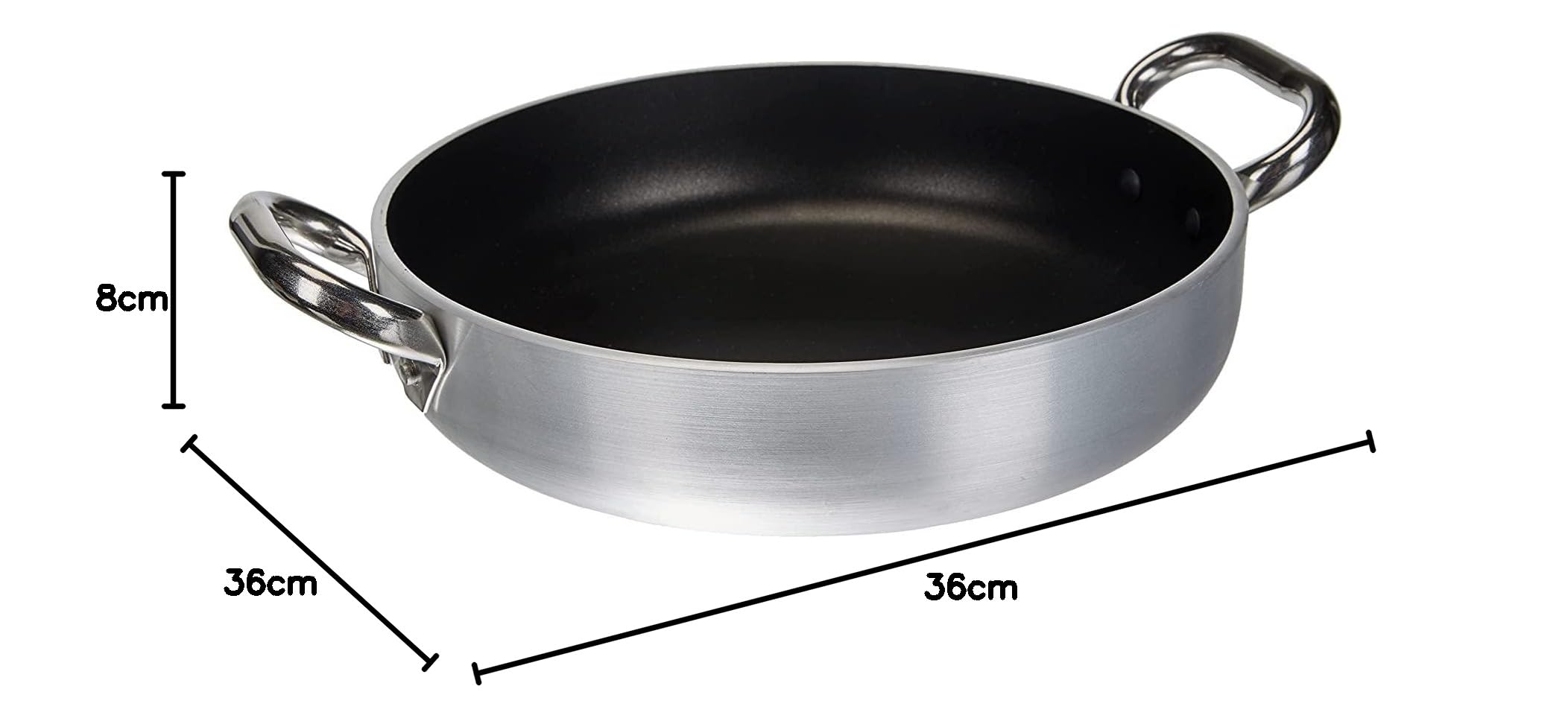 Pentole Agnelli FAMA10SEL36 Select Tegame in Alluminio, 2 Manici in Acciaio Inossidabile, 36 cm, Argento