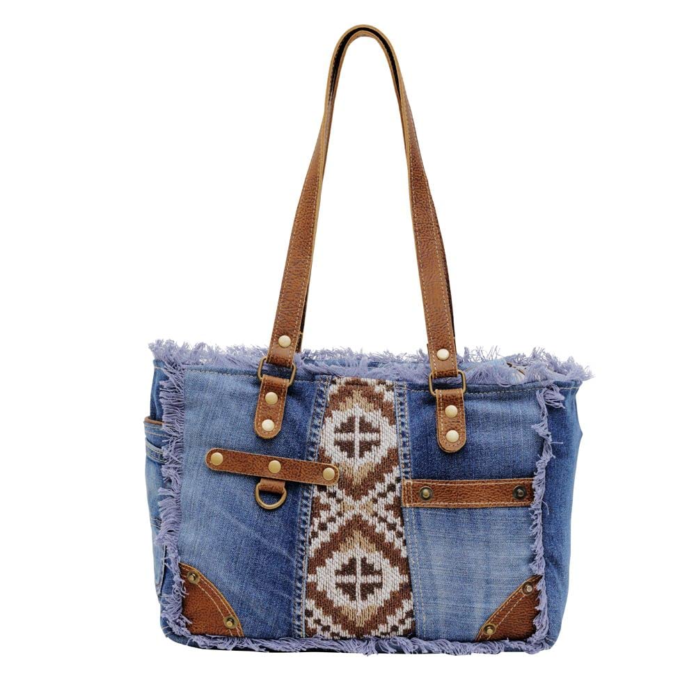Myra Bag Western Canvas Shoulder Handbag for Women - Cotton & Upcycled Leather Bag Sofia