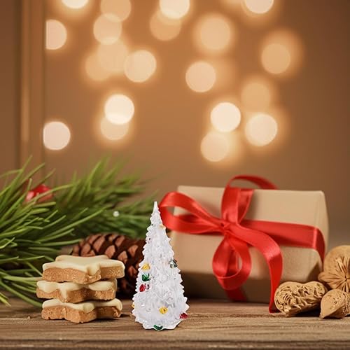 Miniatura 5 de Garneck 4 árboles de Navidad iluminados, árbol de Navidad de mesa de 4.7 pulgadas, mini árbol de Navidad LED colorido, árboles de Navidad de cristal