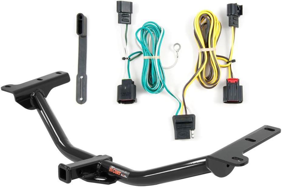 Curt 12134 56109 Trailer Hitch Bundle with Wiring fits 2012 2020 Journey Without LED Tail Lights | Plug & Play Connectors | Gloss Black Powder Coat Finish