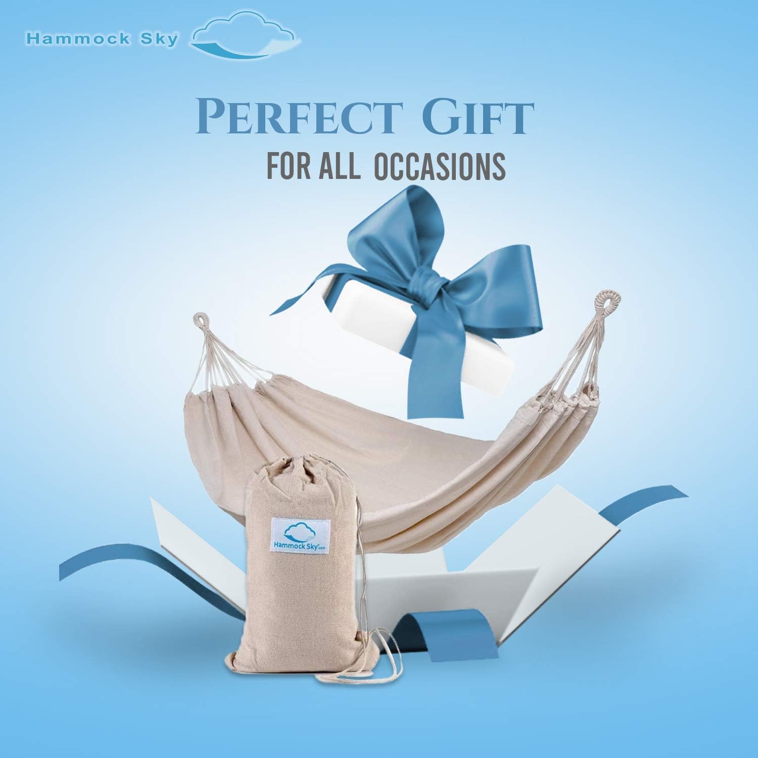 Hammock Sky Brazilian Double Hammock Two Person Bed for Backyard, Porch, Outdoor and Indoor Use - Soft Woven Cotton Fabric (Natural) : Patio, Lawn & Garden