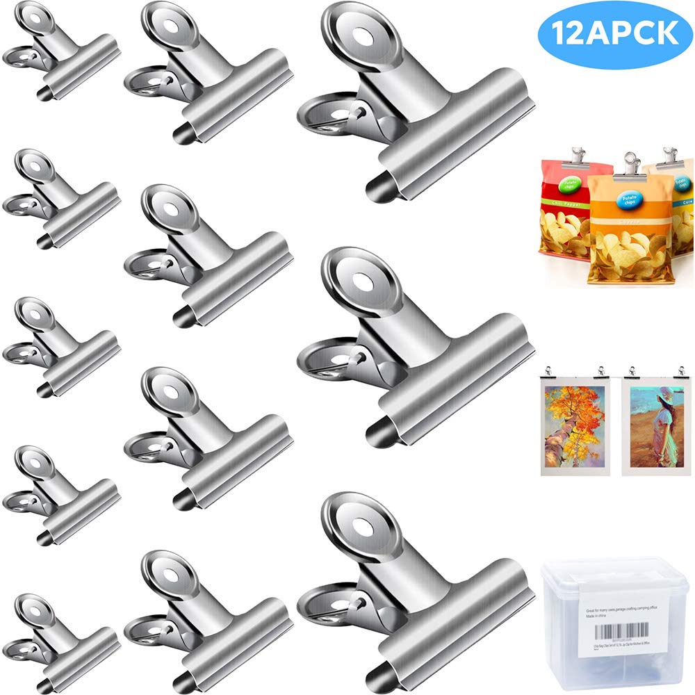 Buy 12 Pack Chip Bag Clips Food Clips, 3 Sizes Heavy Duty Stainless