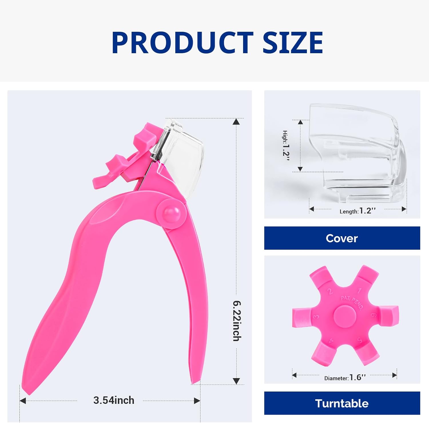 AIRSEE Nail Clippers for Acrylic Nails with Sizer and Catcher Adjustable Nail Tip Cutter with Length Measurement Dial Artificial Fake Extension Trimmer Nail Art Salon Home Manicure Tool - Pink