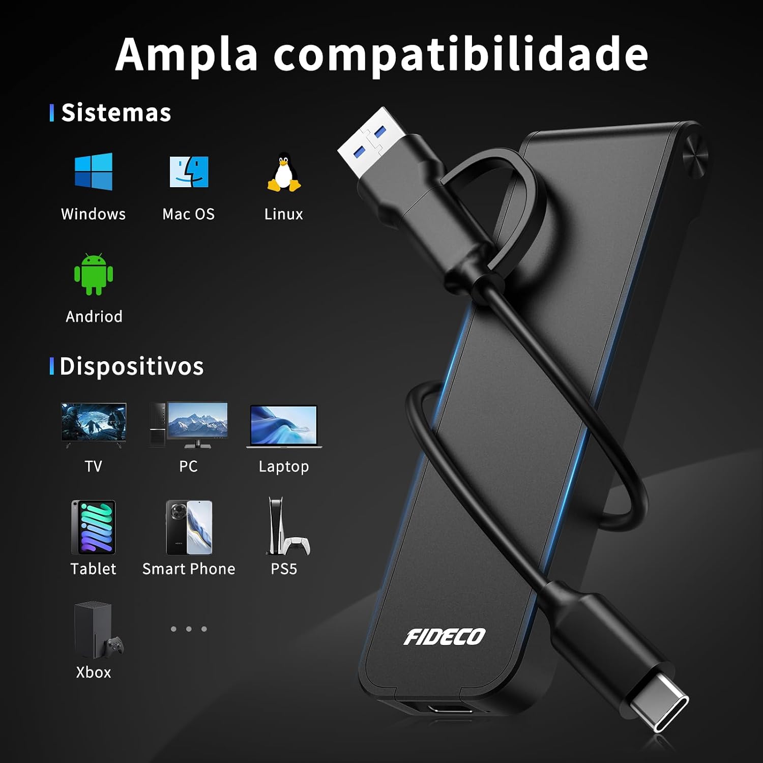 Gabinete SSD M.2 NVMe, Gabinete SSD M2 de 10 Gbps, Gabinete de disco rígido USB 3.2 Gen 2 para SSD PCIe M.2 NVMe, Chave M B+M, com chaves M e B&M e SSDs de tamanho 2230/2242/2260/2280 Gabinete SSD M.2 NVMe, Gabinete SSD M2 de 10 Gbps, Gabinete de disco rígido USB 3.2 Gen 2 para SSD PCIe M.2 NVMe, Chave M B+M, com chaves M e B&M e SSDs de tamanho 2230/2242/2260/2280