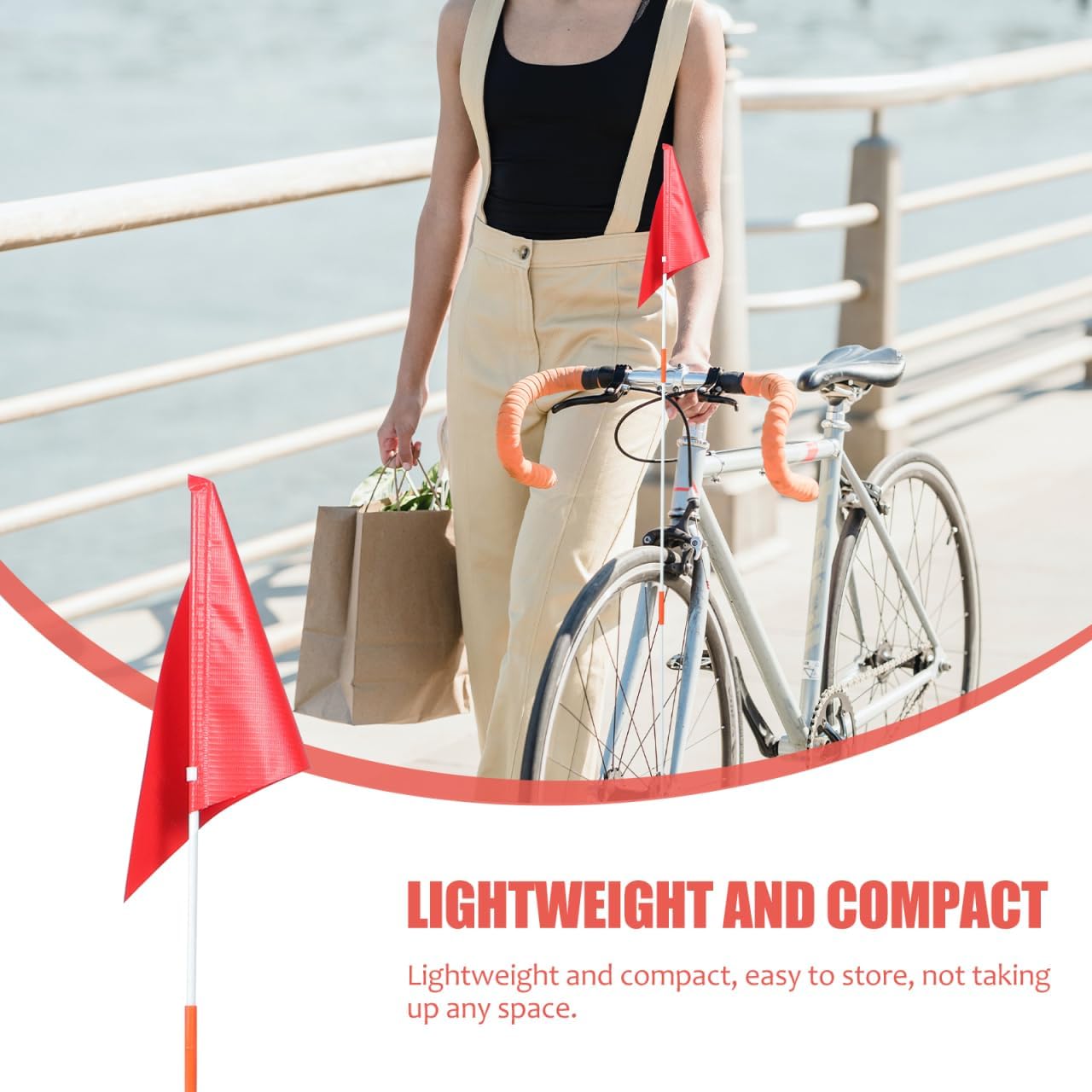 UPKOCH Red Bike Flag with 6ft Solid Fiberglass Pole, Safety Bicycle Flags for Kids Trailer Scooter Go Kart, Rear Axle Mount Kit