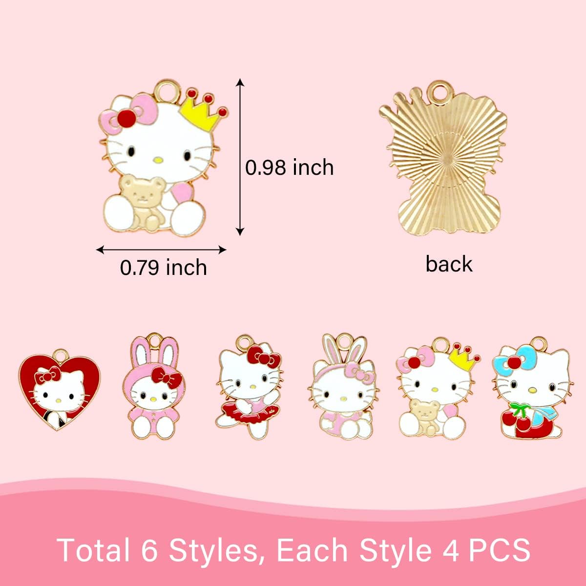 24 Pieces Enamel Cat Charms for Jewelry Making 6 Styles Cute Pink Cat Charms Earring Necklace Bracelet Pendants Crafts - Image 7