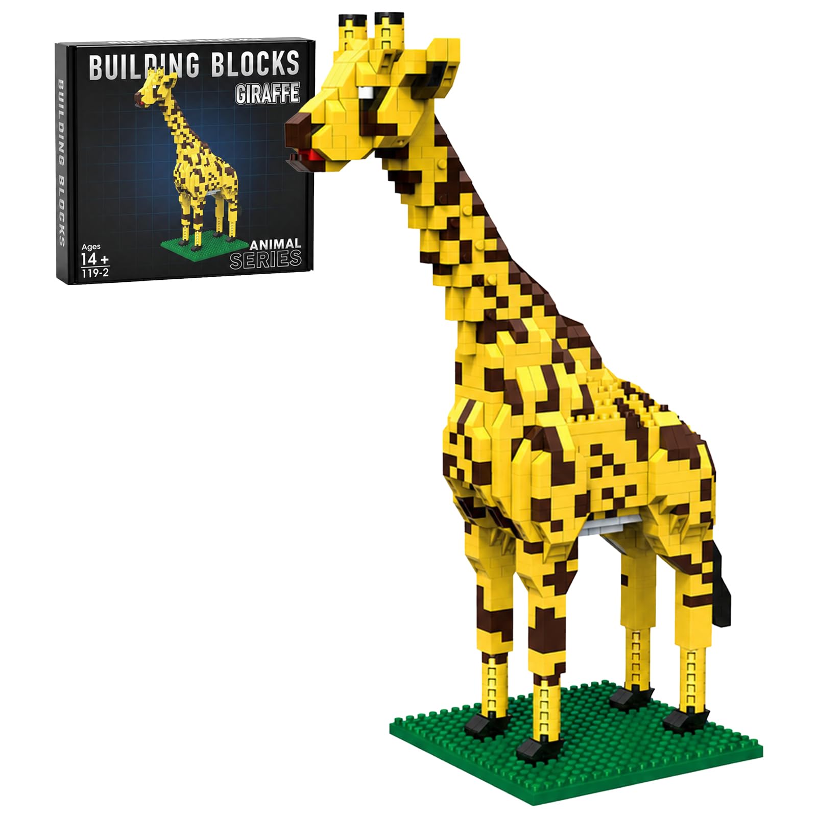 920-Piece Giraffe Micro Mini Building Blocks​ Animal Model Kit, Long Neck Detail Small Particle Brick​ Set For Teens Adults, Collectible Safari Creature Desk Ornament