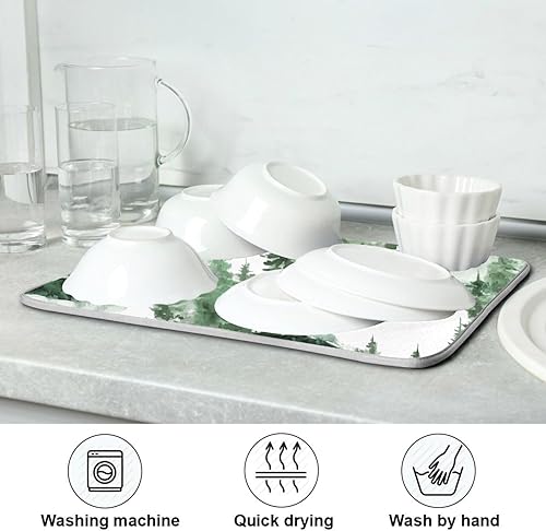 Miniatura 7 de Winter Green Dish Drying Mat Washnable Absorbent Kitchen Countertop Mat Drying Matts For Dishes Tapete Para Cocina 16'' x 18''