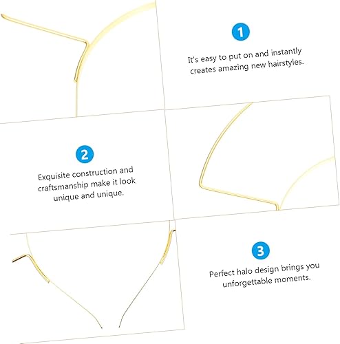 Miniatura 4 de NOLITOY 2 unidades de Nuestra Señora Tiara Angel Nupcial Oro Diadema Cremallera Tie Spiked Diadema Diadema Diosa Diadema Nupcial Dorado