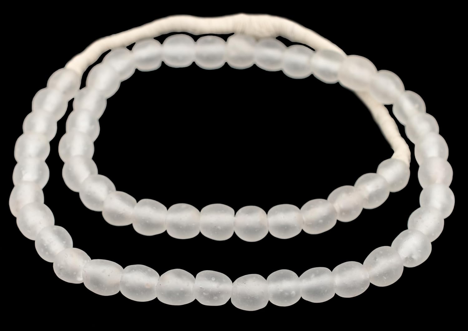 The Bead Chest African Recycled Glass Beads – Handmade in Ghana – Clear 11mm Strand for Jewelry Making, Crafts, and Home Decor I Approximately 50 Beads