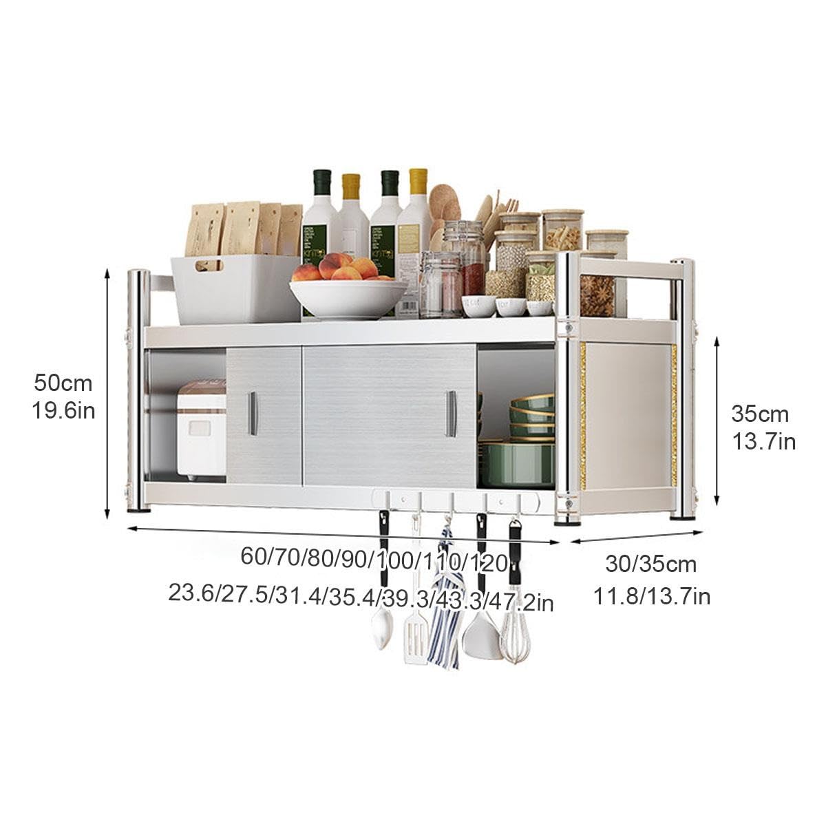 Mobiletto da parete in acciaio inox, organizer da cucina a parete