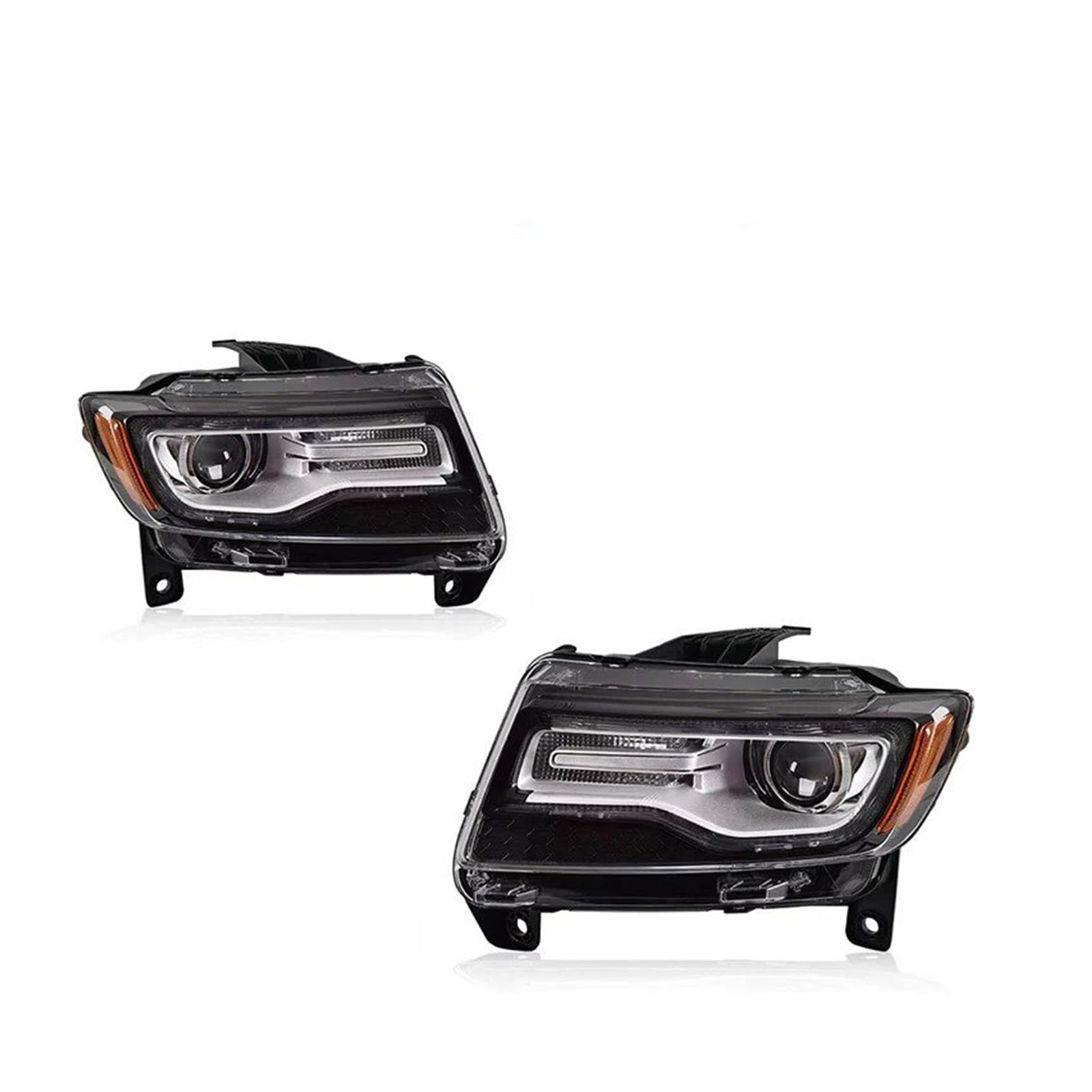 Faro Proiettore Anteriore 1 Coppia Per Compass Per Rand Per Cherokee 2011-2015 Fari Per Auto Gruppo Ottico LED Completo Lente Proiettore(Xenon Sliver 1pair,RHD)