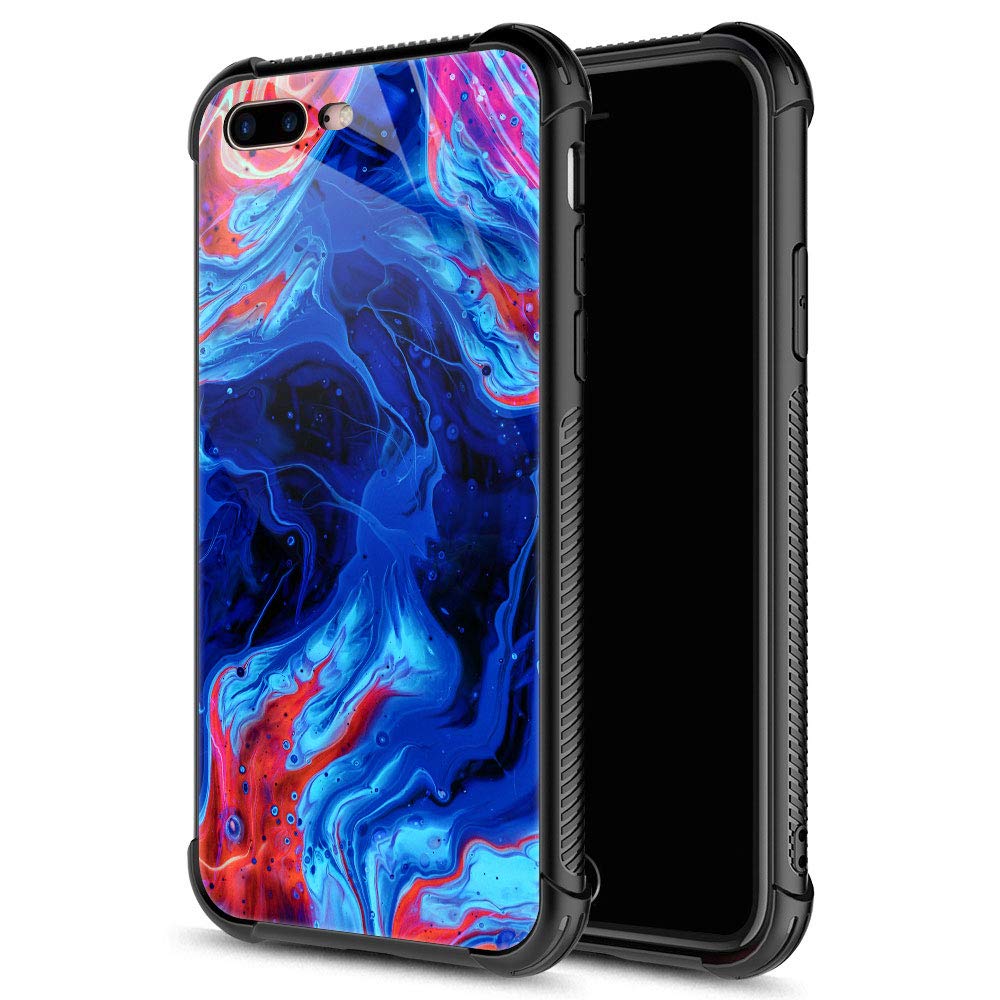 CARLOCA Compatible with iPhone Plus Case,Blue Red Trippy Psychedelic  Color Art iPhone Plus Cases for Girls Boys,Graphic Design Shockproof