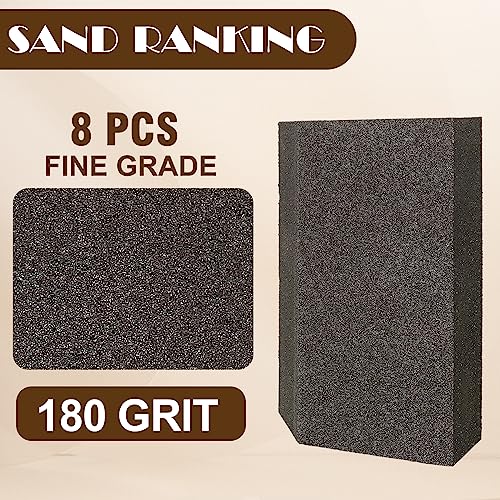 180 Grit Angled Sanding Blocks, Jamiikury Fine Sponge Sand Block Washable and Reusable, Wet & Dry Sandpaper Block for Wood Metal Drywall and Furniture Paint - Pack of 8 - Thumbnail 2
