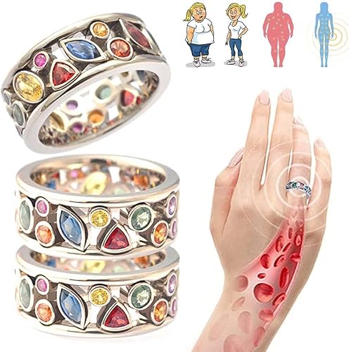 TORINA - Anillo de iónico de cuarzo de cristal 3 piezas anillo de cristal de cuarzo para terapia para pérdida de peso anillo de iónico de cuarzo
