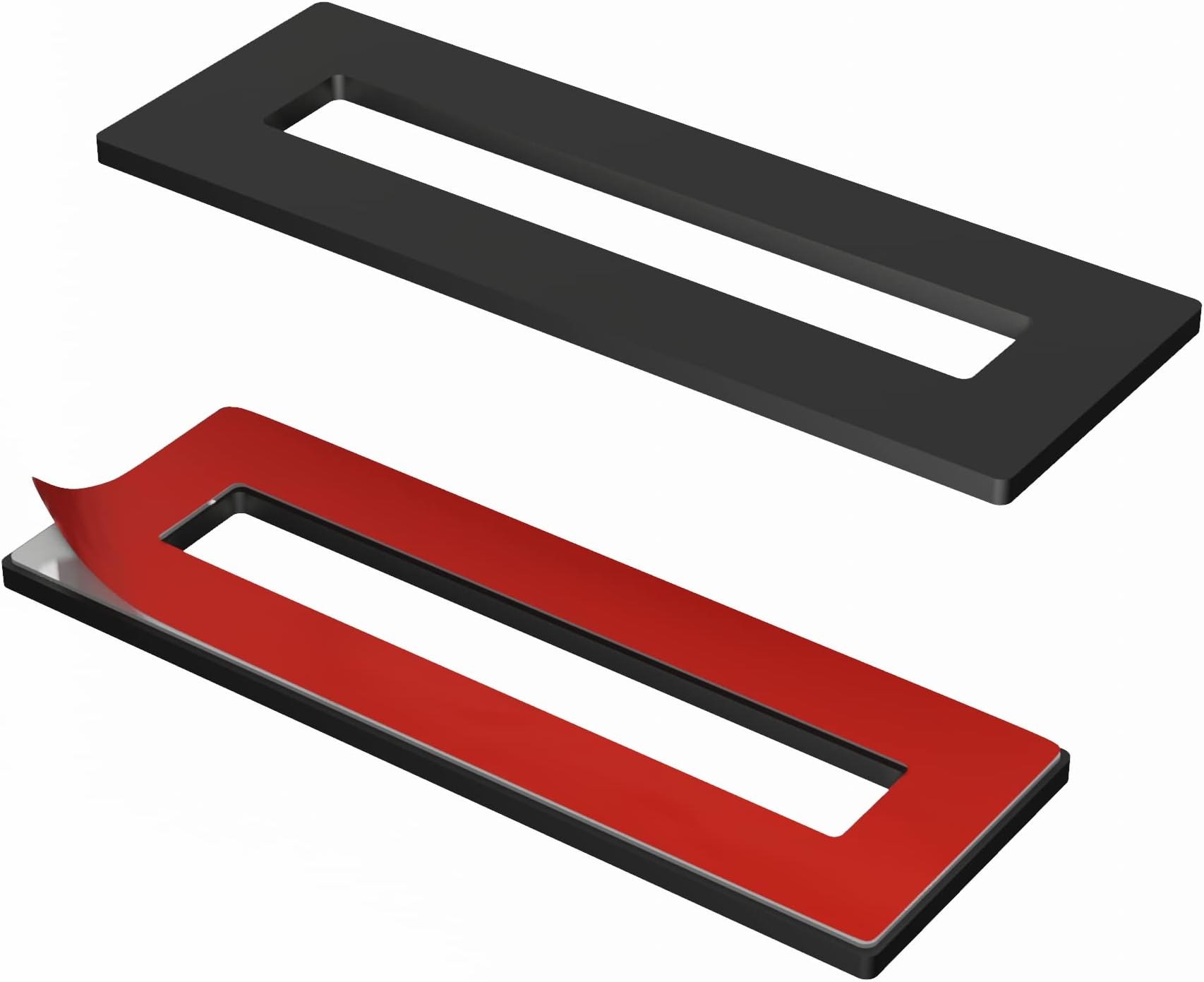 2 Pack Finger Pull Self-Stick STQ Flush Handle for Sliding Pocket Doors Self-Adhesive no Screws Needed (Black)