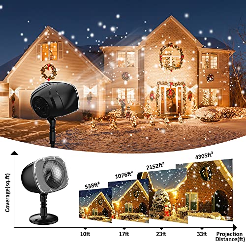 Somktn Christmas Snowfall Projector Lights, Holiday Projector Lights Waterproof Snow Flurries Landscape Spotlight With Remote For Xmas Party Wedding Home Decor #TOP3