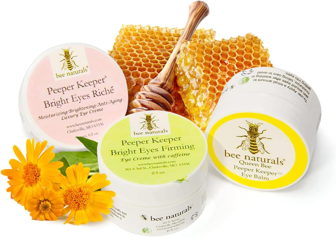 Bee Naturals Peeper Keeper Trio Eye Care - Gift Set for Eye Wrinkles, Puffy Eyes, and Crow's Feet