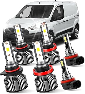 LED Front Light Bulbs Combo Compatible with Ford Transit 150 250 350 (2014-2023),400% Brightness 6500K Built-in FAN 22000LM, Plug and Play (9005 High Beam & H11 Low Beam & H11 Fog Lights)