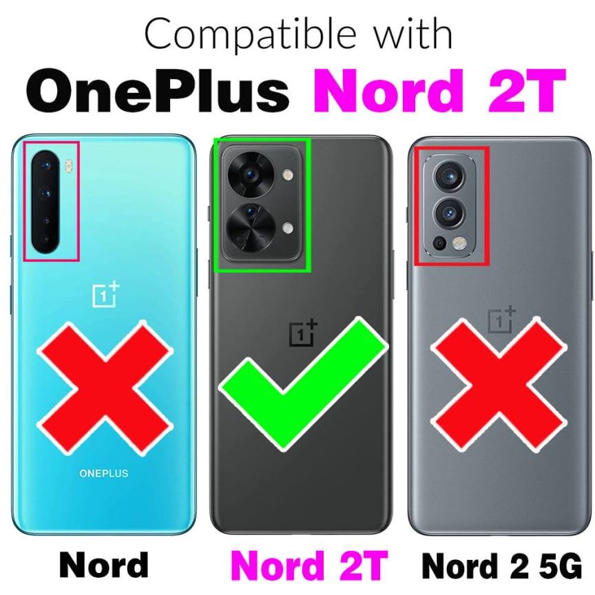 Asuwish Phone Case for OnePlus Nord 2T 5G Wallet Cover with Tempered Glass Screen Protector and Flip Zipper Credit Card Holder Stand Cell One Plus On 1 Plus 1plus One+ 1+ Nord2T T2 Women Men Brown - Image 2