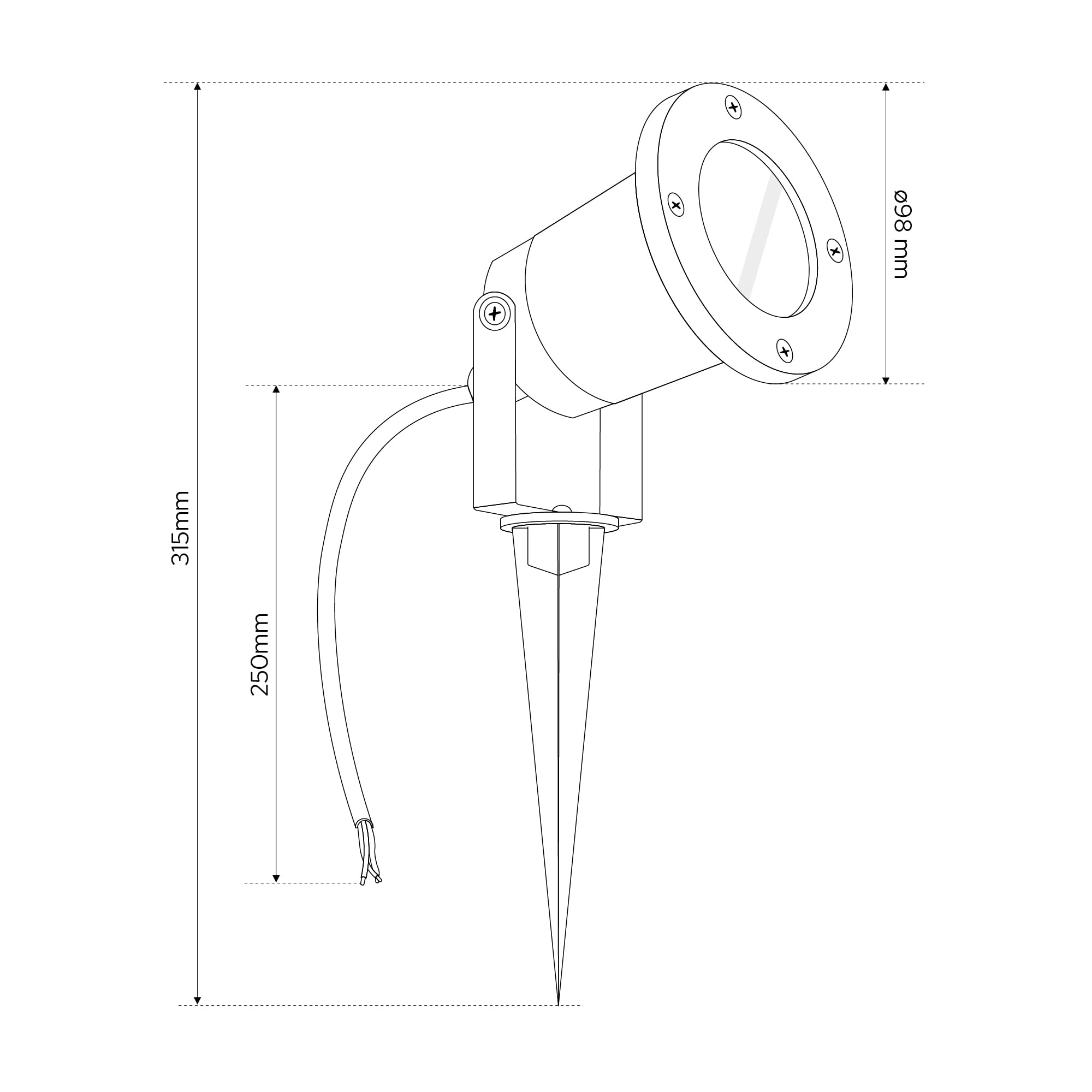 EDO Foco de Jardín con Estaca para Tierra GU10 HORTUS Negro – Lámpara Proyector de Exterior Orientable, IP65 Impermeable, Luz de Aluminio para Terraza, Césped, Camino, Patio, Cable de 25 cm