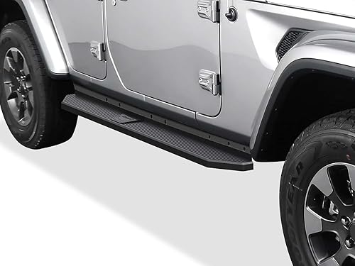 Miniatura 4 de APS Estribos de 6 pulgadas (estilo plano negro) Barras Nerf, escalón lateral compatibles con Jeep Wrangler JL 2018-2025 de 4 puertas (incluye 21-25