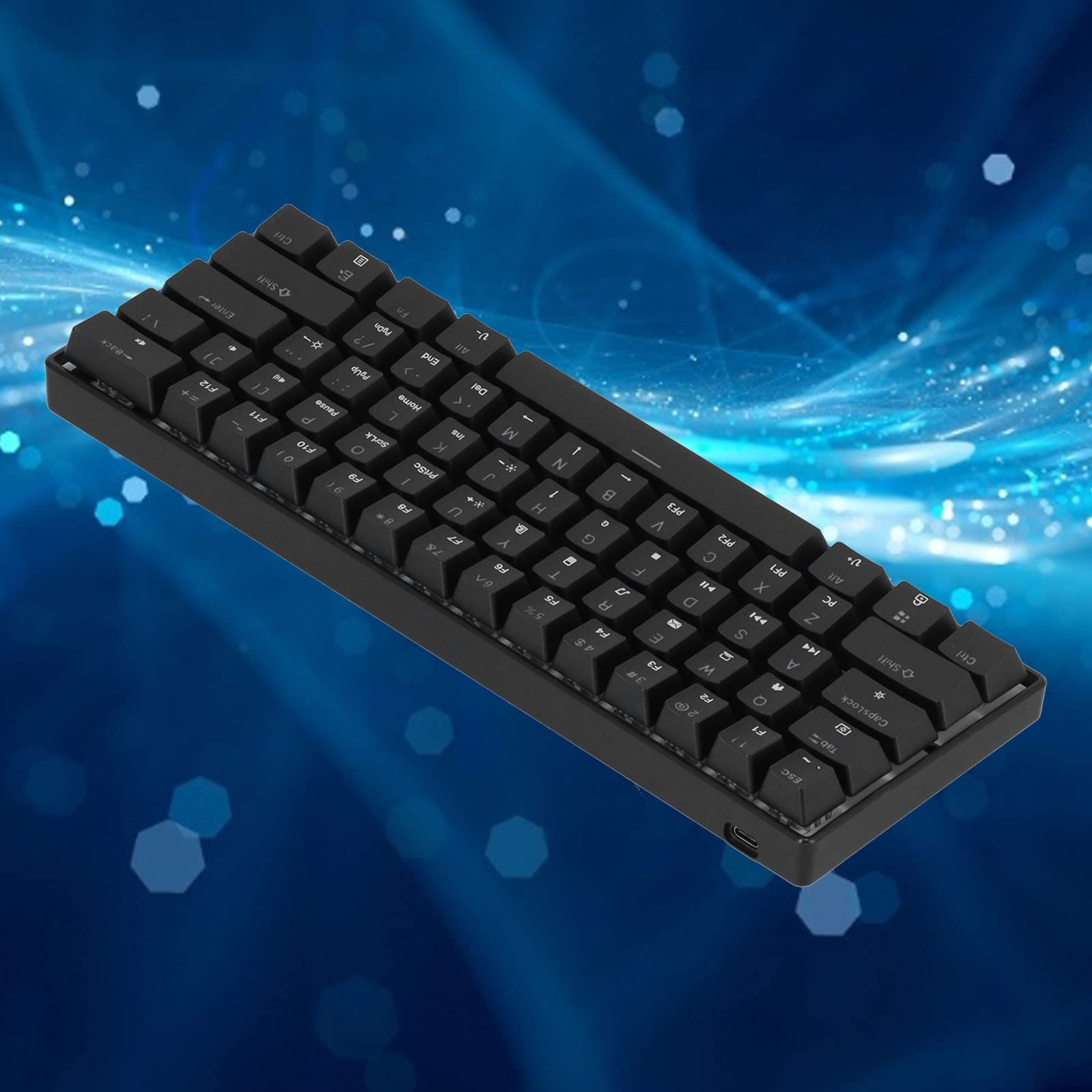 Tastiera Meccanica Mini Tastiera da Gioco RGB N-Key Rollover 61 Tasti per Computer, Design Ergonomico Ad Altezza Mobile, Plug and Play, per Appassionati di Giochi per PC