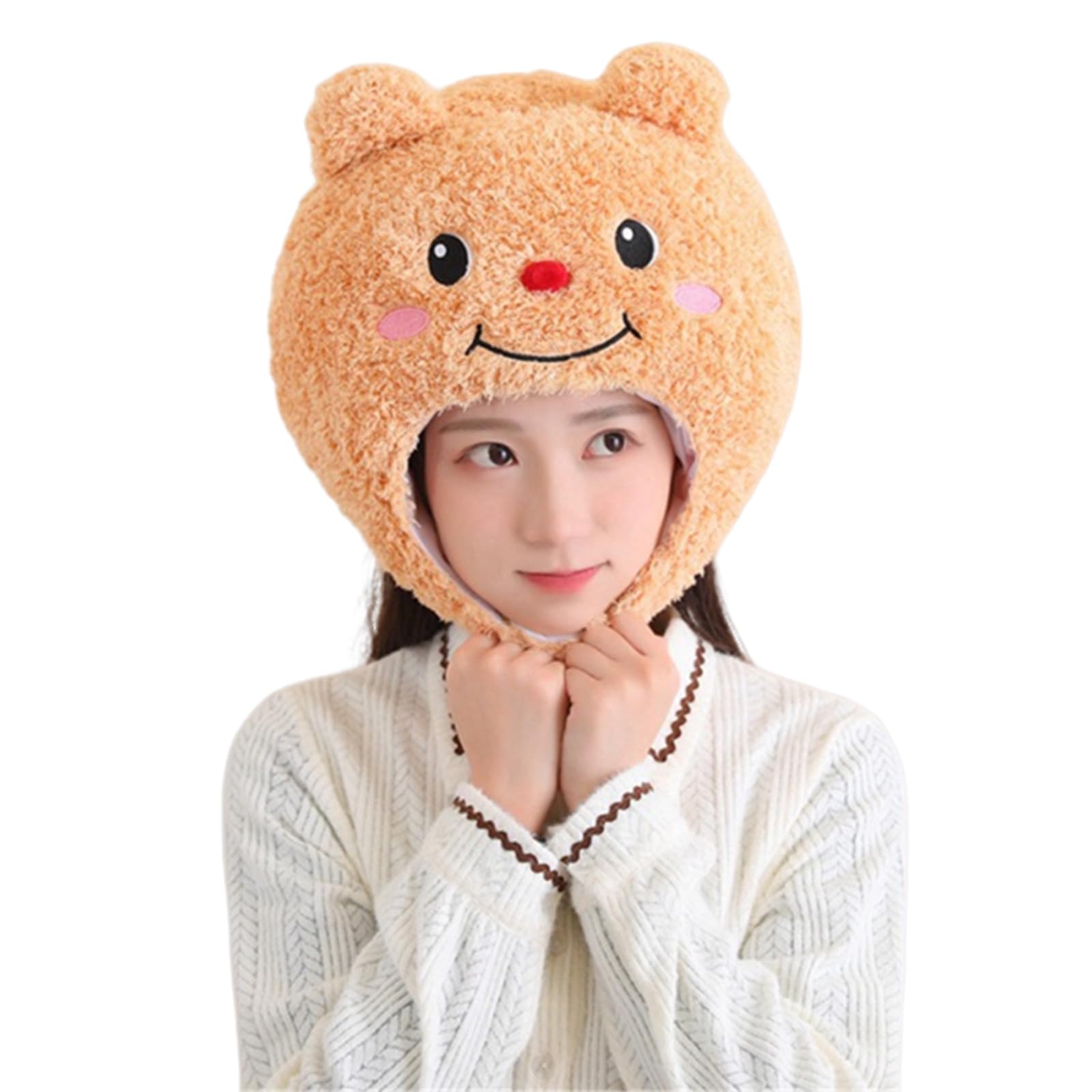 Kalttoy Christmas Funny Hat Cartoon Stuffed Bear Shape Hat Fun Christmas Party Carnivals Party Cute for Adult Plush Hats for Adults Plush Bear Shape