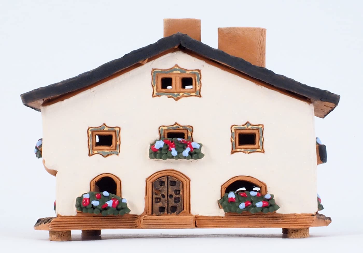 Ceramiczny domek świetlny, rękodzieło, miniaturowa artystyczna skrzynka na biżuterię w Seefeld, Austrii, A237AR