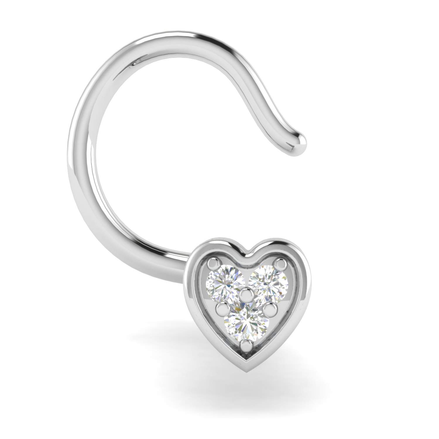 18KT White Gold and Diamond Nose Ring for Women