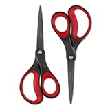 LIVINGO 2 Pack 8" Titanium Non-Stick Scissors, Professional Stainless Steel Comfort Grip, All-Purpose, Straight Office Craft Scissors for DIY(Red/Black)