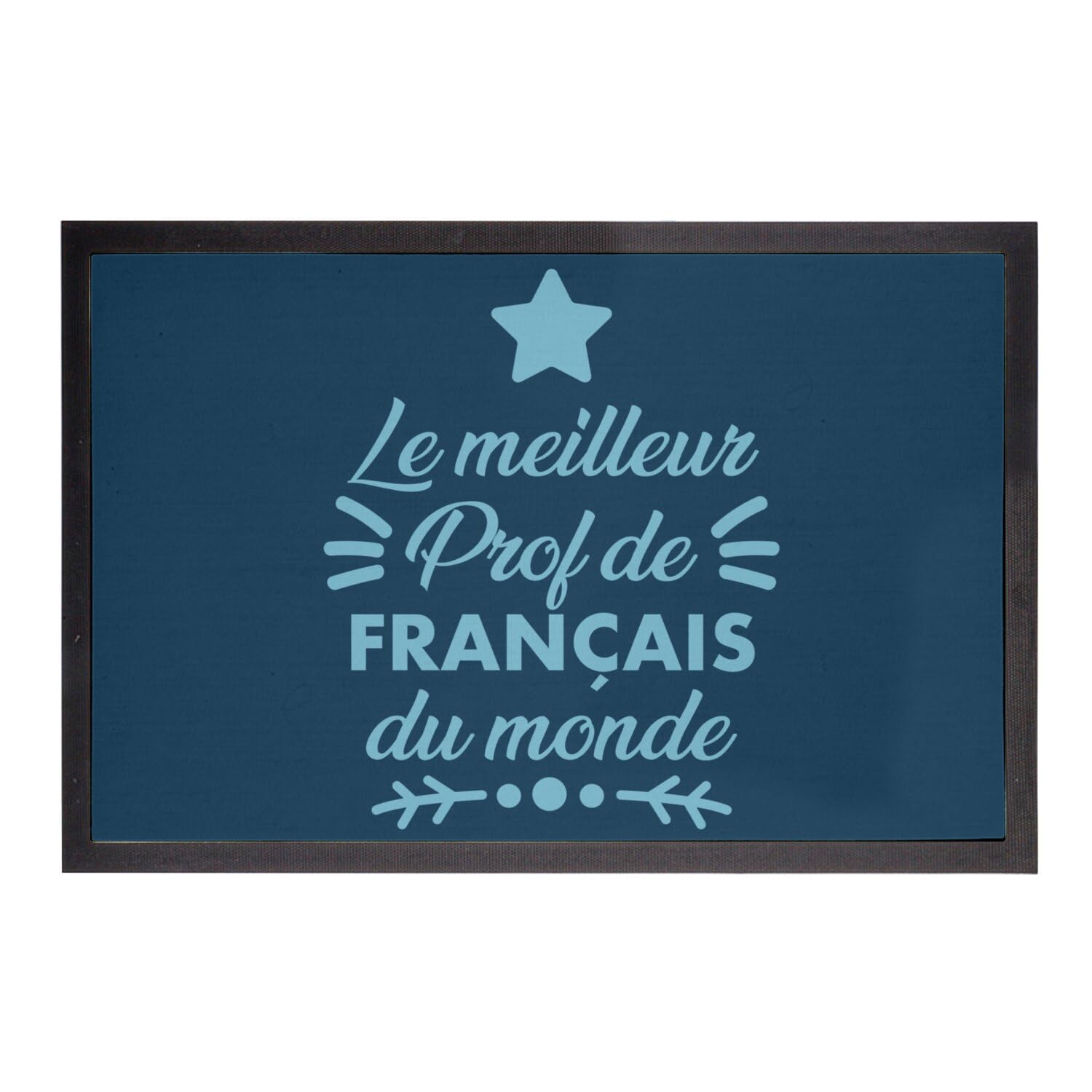 Paillasson bleu prof de français de collège lycée : tapis d'entrée original 75x50 cm