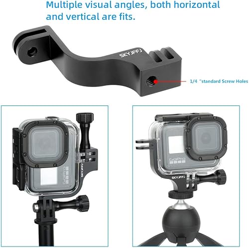 Miniatura 5 de Adaptador vertical de aluminio de 90 grados Adaptador de codo para GoPro Hero 8 (se pueden instalar accesorios)