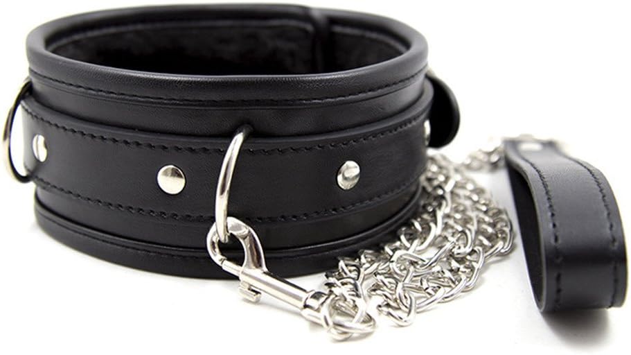 Neck Collar Black Leather Plush Fur Collar Neck Collar Choker Detachable Chain Leash Roleplay Adjustable Necklace for Couple