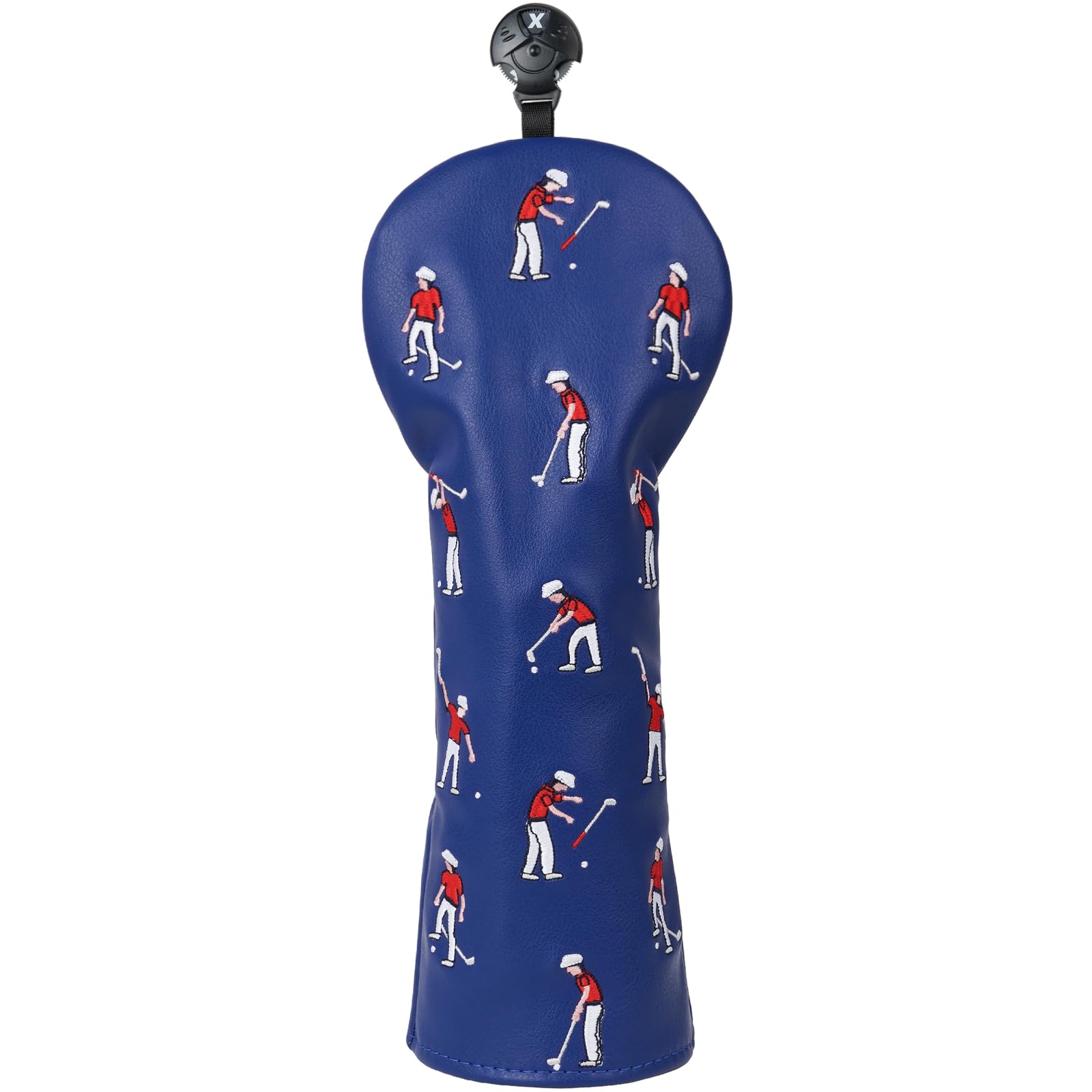 Golfschlägerhauben aus Holz für Driver/Fairway/Hybrid/(1.F.H) blaues PU-Leder-Golfer-Muster