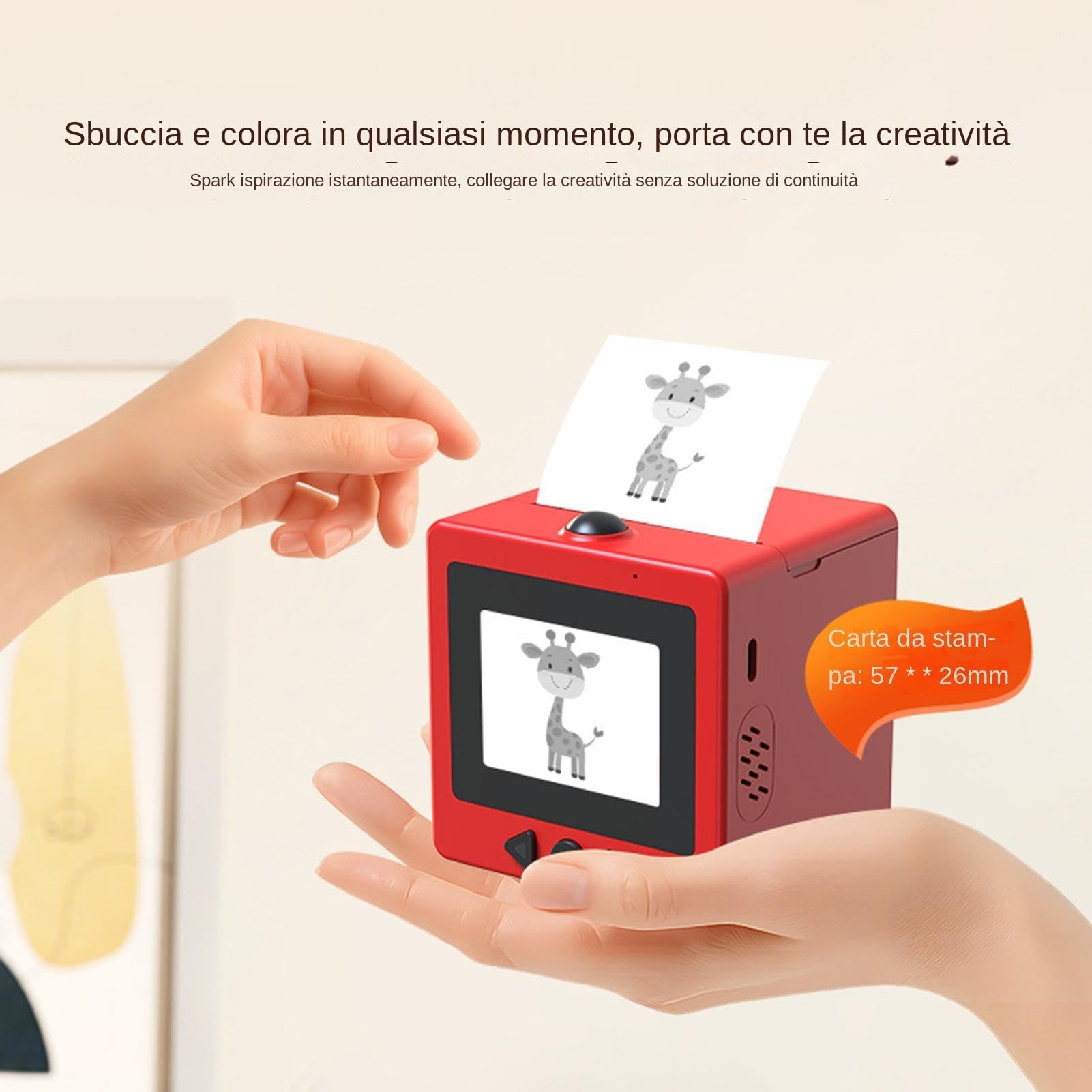 Generico Stampante Per Adesivi, Stampa Ad Attivazione Vocale, 8x7x8 Cm | Scatole Vocali Intelligenti Con Display, Mini Macchina Per Adesivi Termici, Design Compatto Portatile, Per Aule