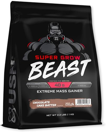 USN Super Grow Beast Chocolate Cake Batter Flavor Extreme Mass Gainer 1 kg