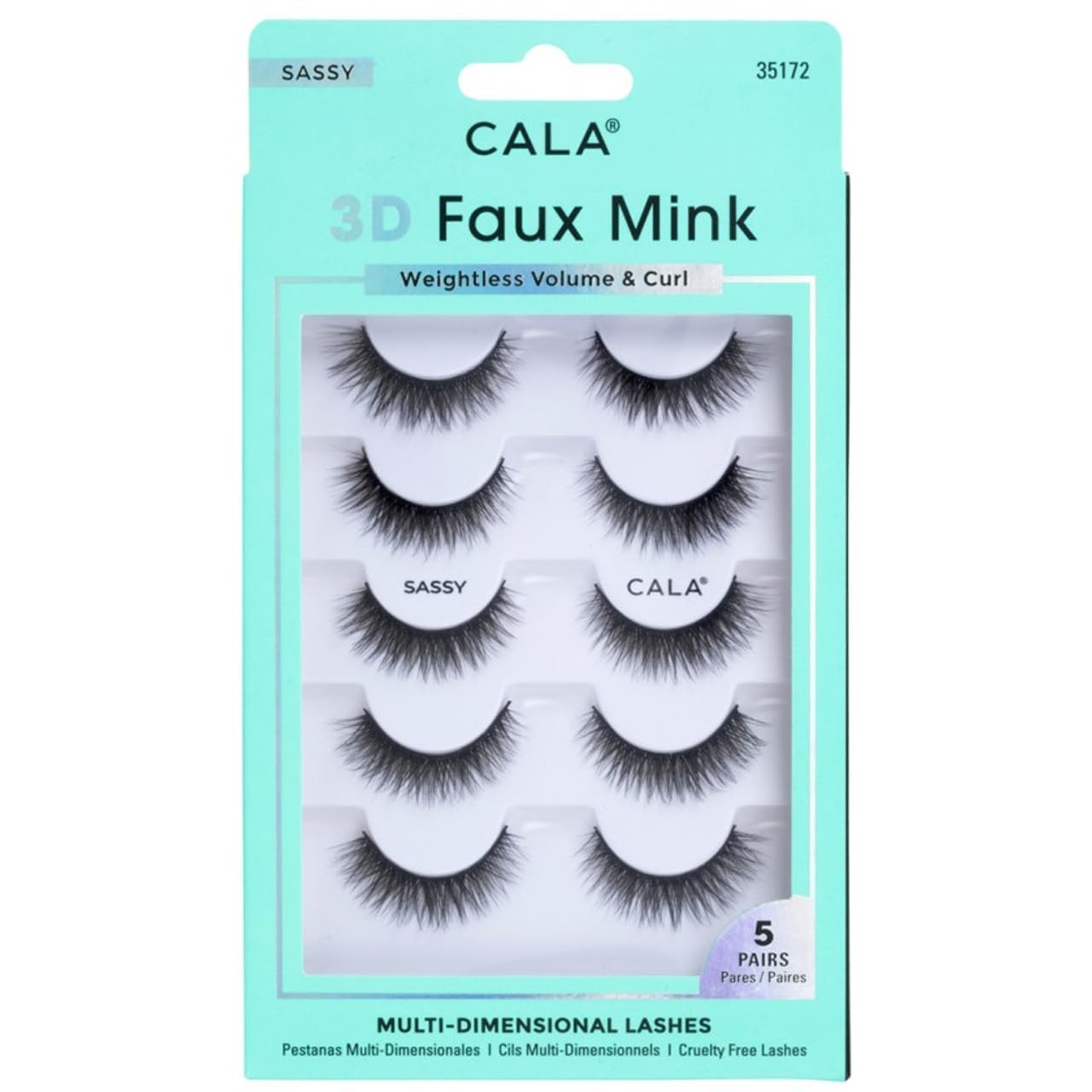 CALA SASSY 3D Faux Mink False Eyelashes, 5 Pairs of Lashes CALA SASSY 3D Faux Mink False Eyelashes, 5 Pairs of Lashes