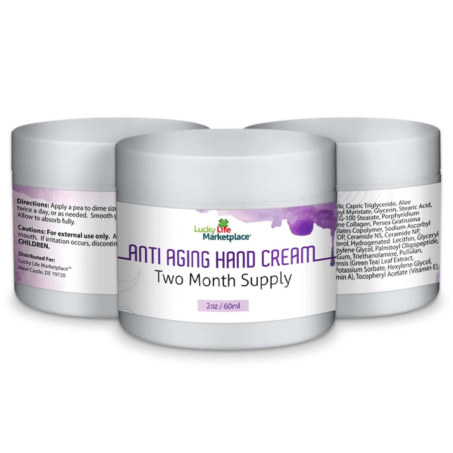 ANTI AGING HAND CREAM - 2 Month Supply - Help Soften, Smooth, & Protect Hands & Cuticles with Vitamin A, Vitamin C, Vitamin E, Collagen, & Ceramides - Promote Younger Looking Skin - Dry Skin Relief