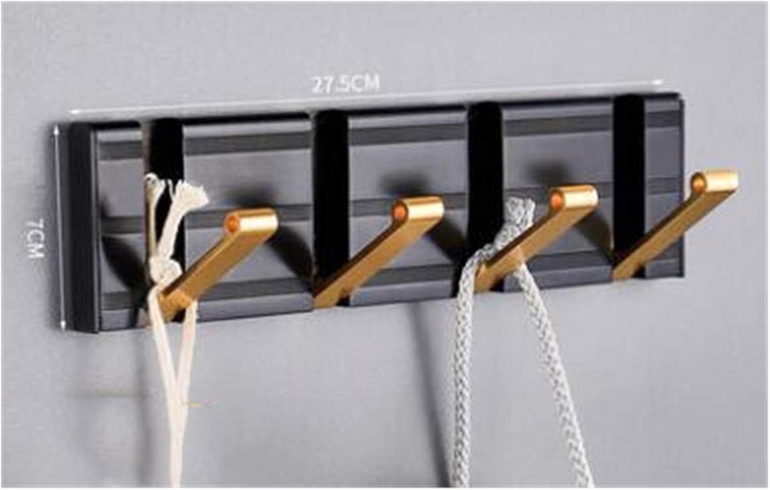 Hanger Robe Hooks Aluminum Single Row Towel Hooks Clothes Hanger Door Hook Nail-Perforated Wall Mounted Coat Hooks Bathroom Hardware Coat Hat Hook (Colour: Black Silver3) (Black Golden4) image 2