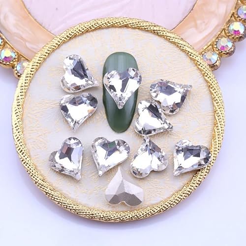 Kachimoo 3D Heart Nail Charms For Acrylic Nails,20 Pcs Crystal Heart Nail Rhinestones Nail Gems Nail Art Charms For Women Nail Art Designs Diy Accessories Craft (Clear) #TOP1