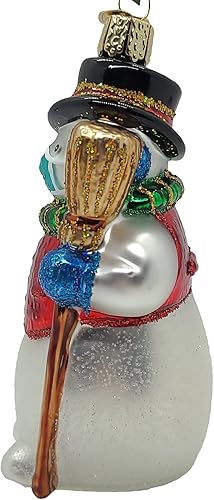 Miniatura 4 de Old World Christmas Adornos de muñeco de nieve con máscara facial Adornos soplados de vidrio para árbol de Navidad