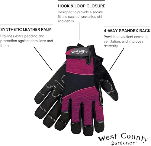 Miniatura 2 de West County - Guantes de trabajo para mujer, con respaldo de elastano en cuatro direcciones