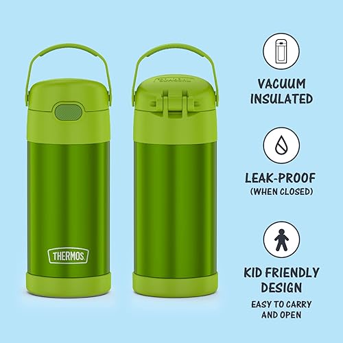 Miniatura 2 de THERMOS FUNTAINER - Botella de acero inoxidable con aislamiento al vacío y sorbete capacidad de 12onzas para niños lima