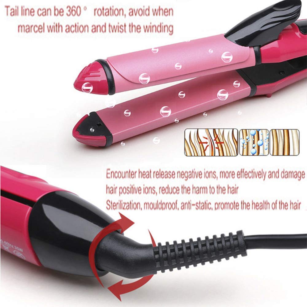 DEBIRE 2 in 1 Hair Straightener and Plus Curler with Ceramic Plate (Pink)