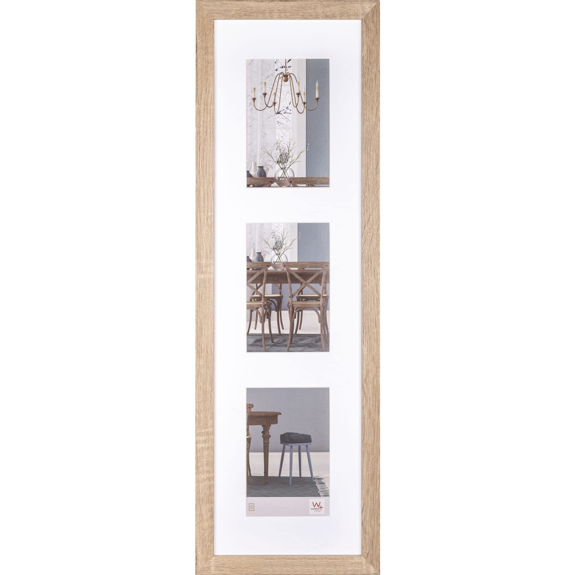 walther design Bilderrahmen eiche hell 3X 10x15 cm Galerie mit Passepartout, Fiorito Holzrahmen EF315VE