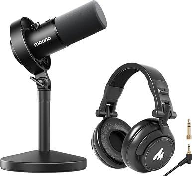 MAONO USB XLR Dynamic Microphone Studio Headphone Bundle,for Studio Recording Streaming Content CreationPD00XT+MH601