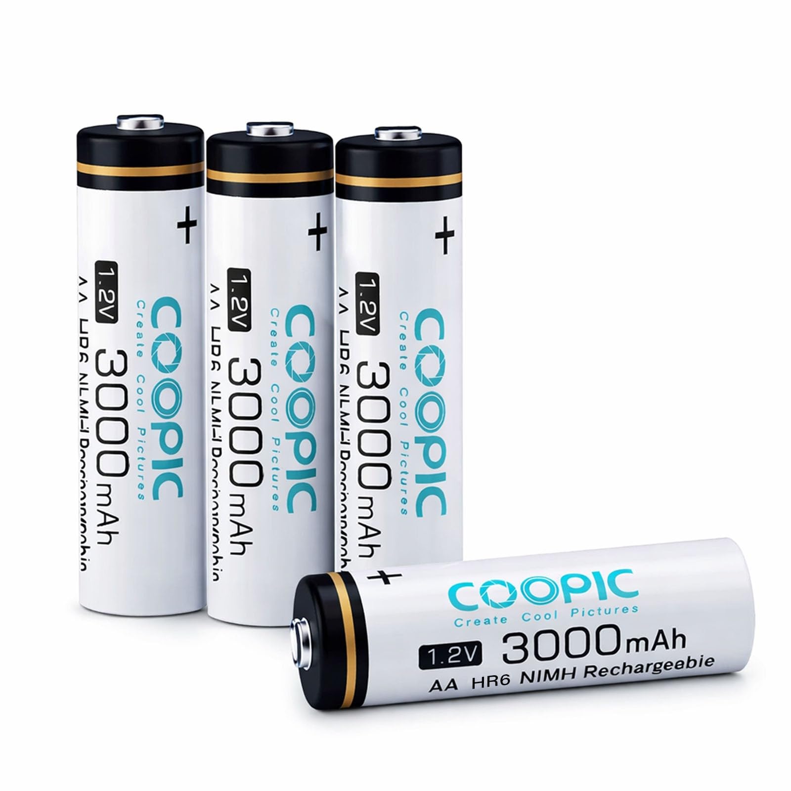 COOPIC Create Cool Pictures 4pcs 3000mAh AA HR6 Ni-MH Pre-charged type Rechargeable Battery